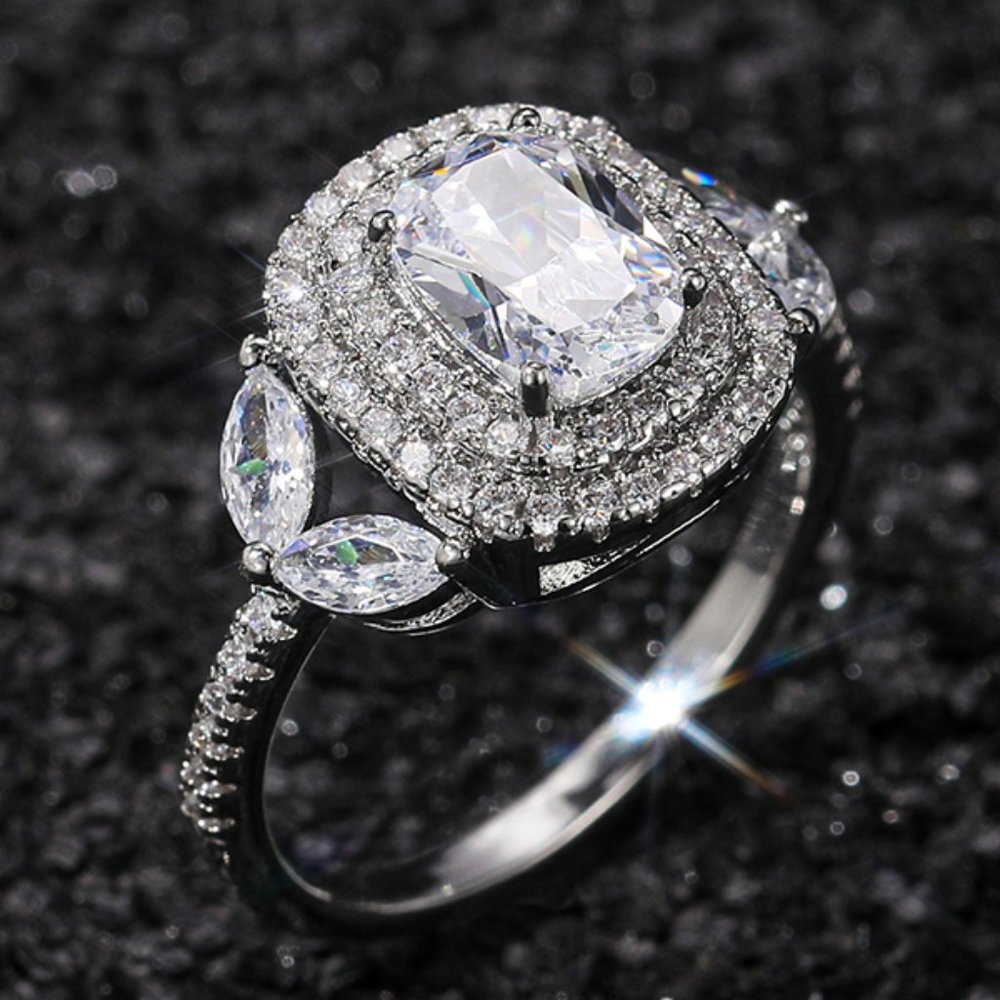 Crystal Shiny Large Oval Macro Pave Wedding Romantic Ring for Women, K872 - Picture 1 of 12